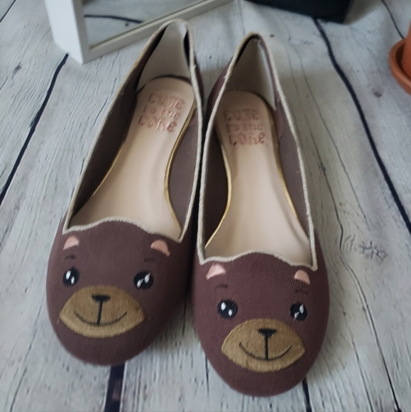 Cute to the Core by YRU | Beary Cute Brown Flats - Picture 8 of 9